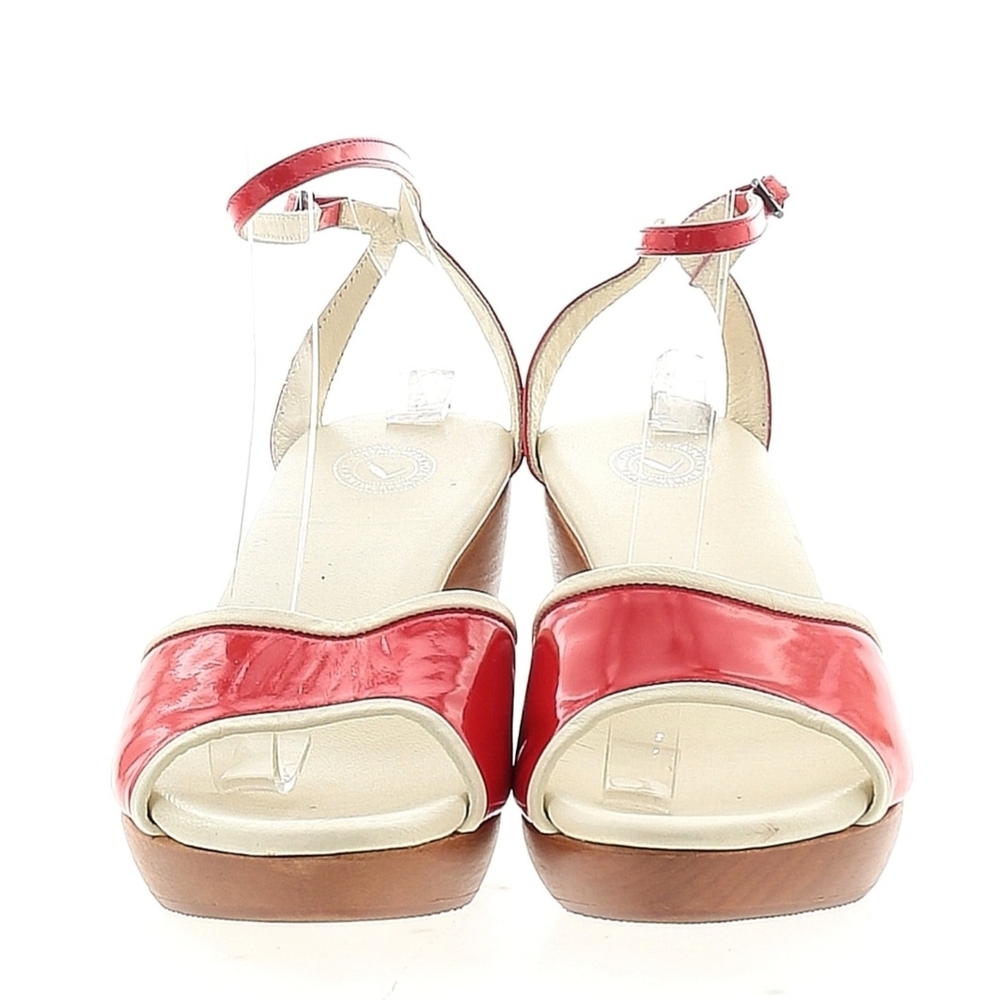 Red Patent Ankle-Strap Wedge Sandals for Women